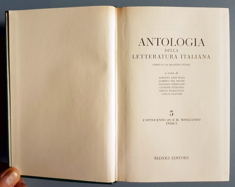 Antologia Della Letteratura Italiana (Vol. 5.) L'Ottocento (2,) E Il …