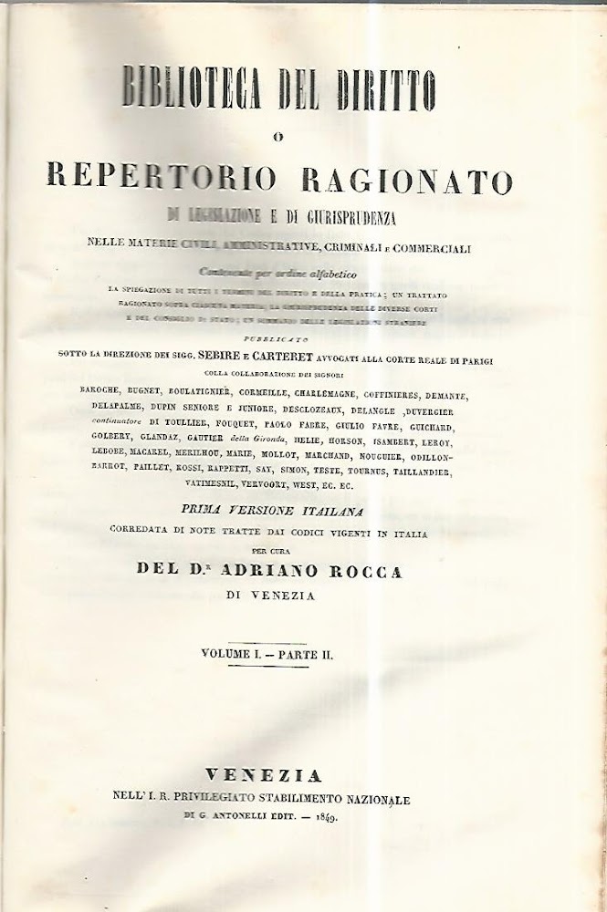 Biblioteca del diritto o repertorio ragionato di legislazione e di …