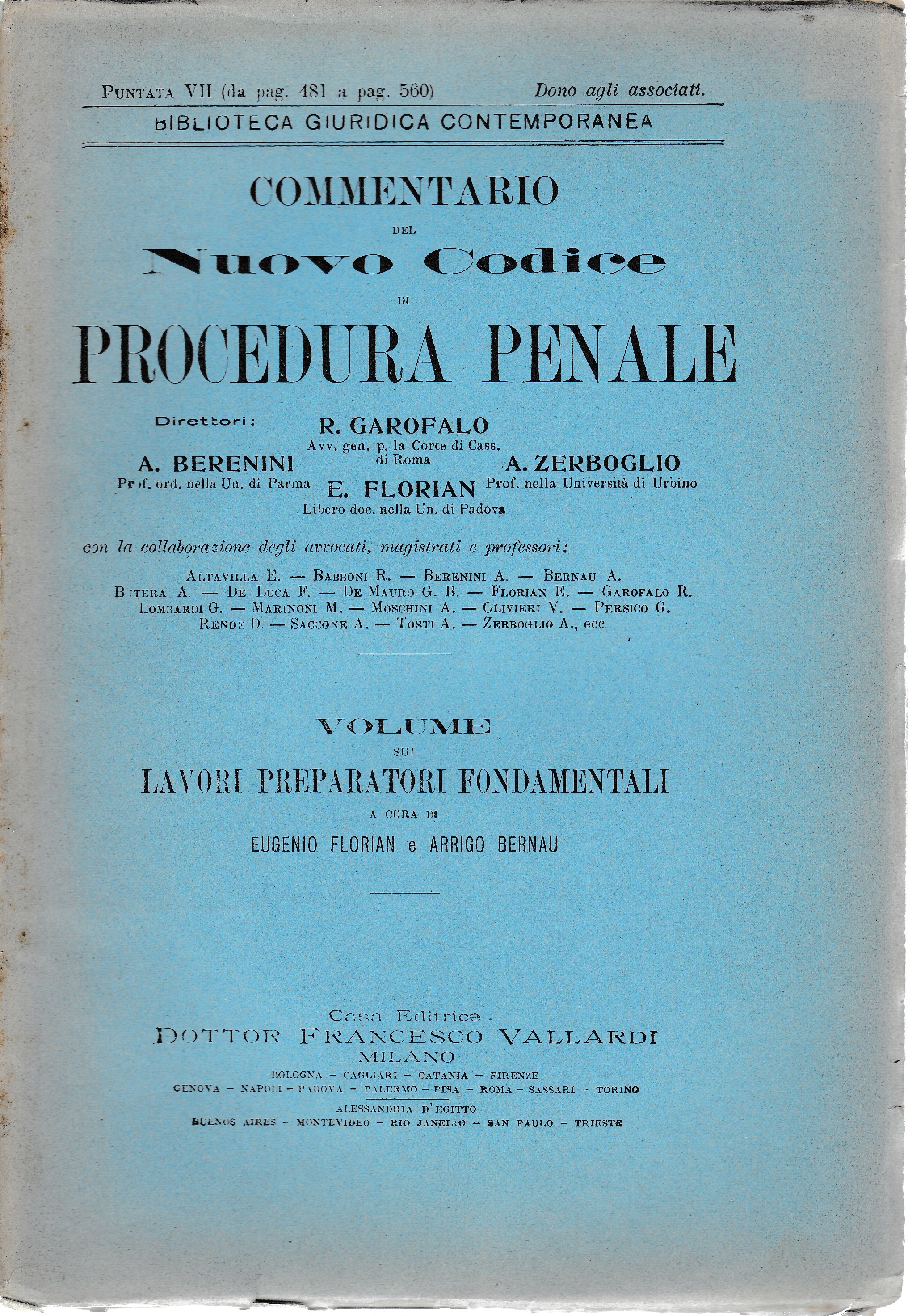 Commentario del Nuovo Codice di procedura penale. Puntata VII (da …