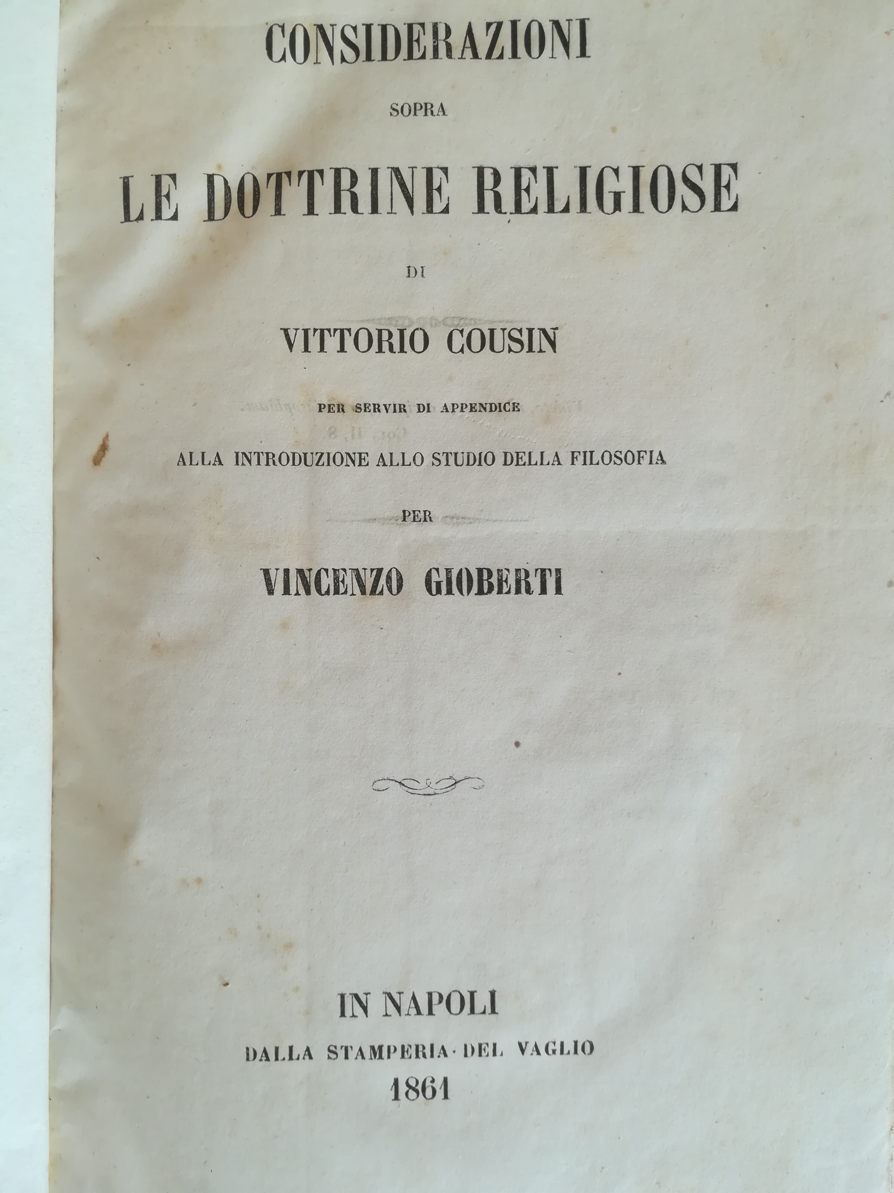 Considerazioni sopra le dottrine religiose di Vittorio Cousin per servir …