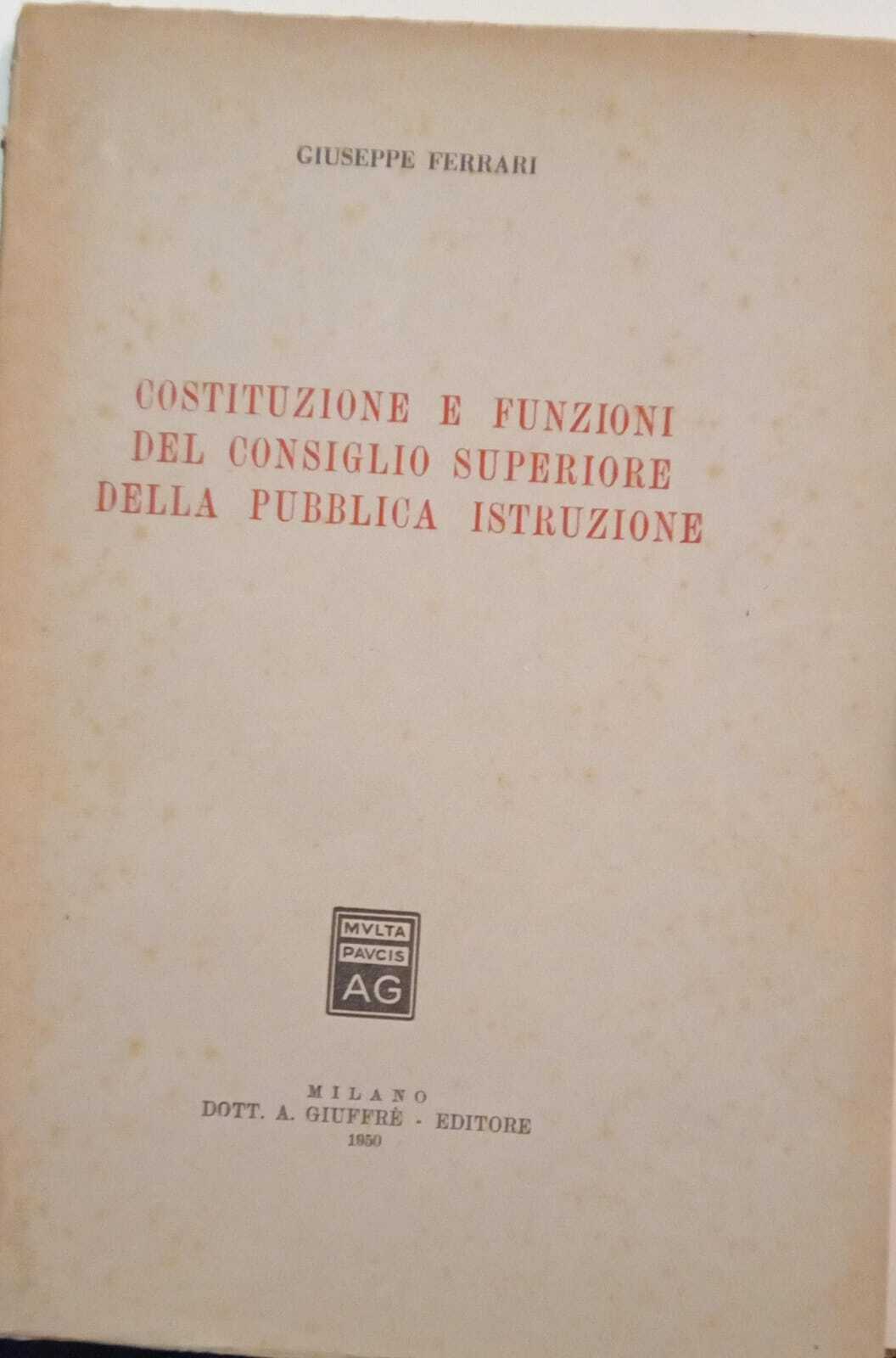 Costituzione e funzioni del consiglio superiore della pubblica istruzione