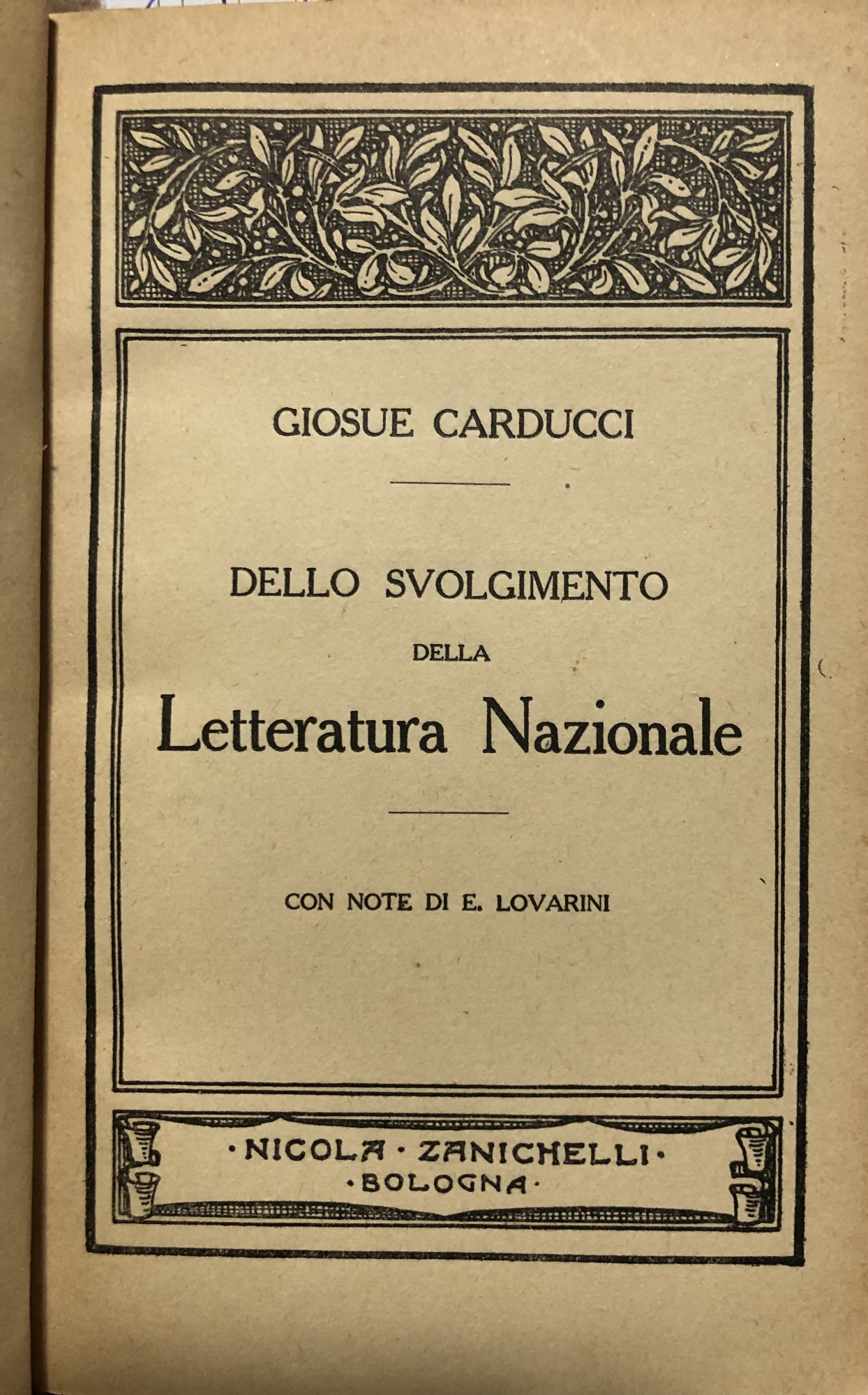 Dello svolgimento della Letteratura Nazionale