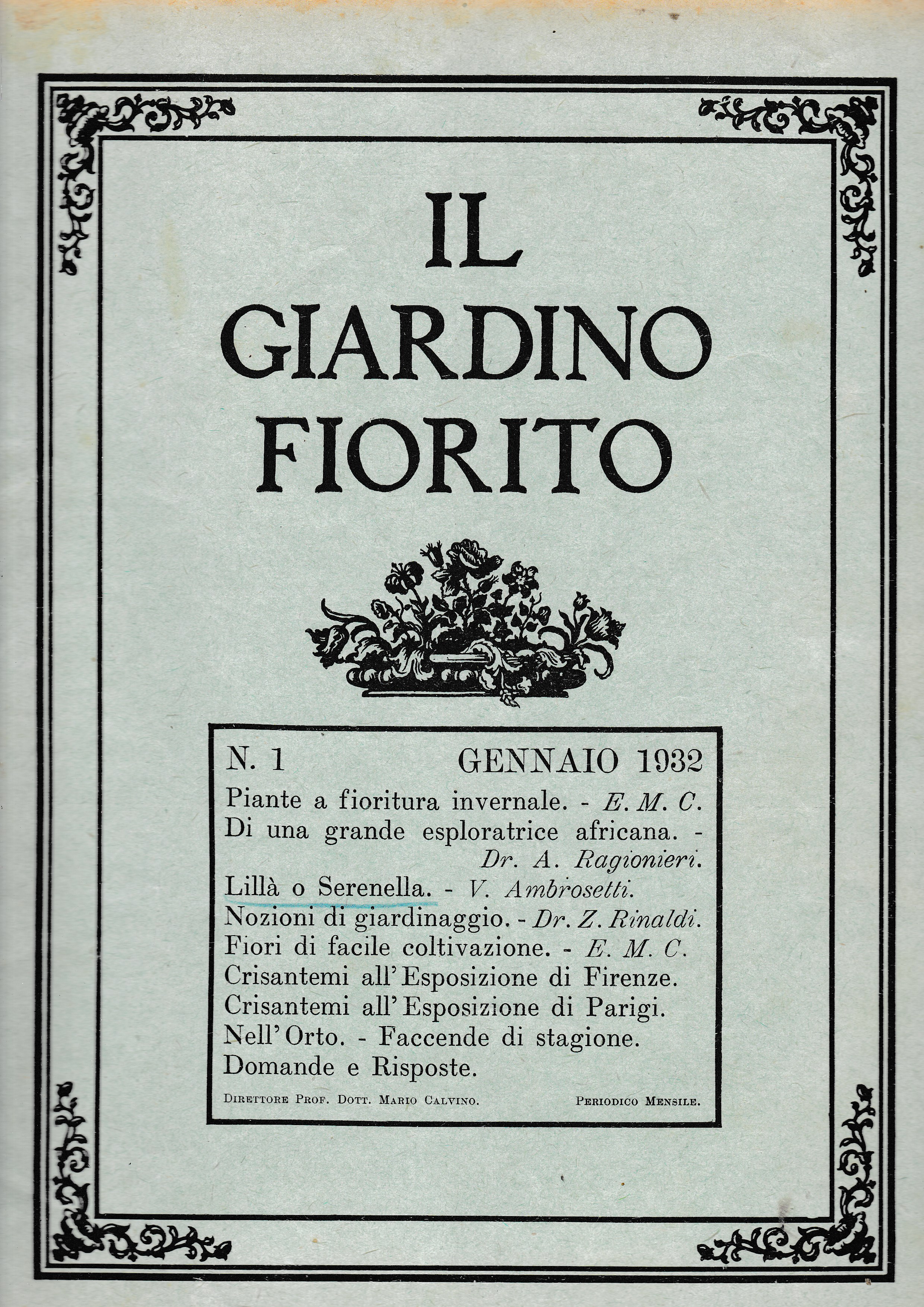 Il giardino fiorito n. 1 Gennaio 1932