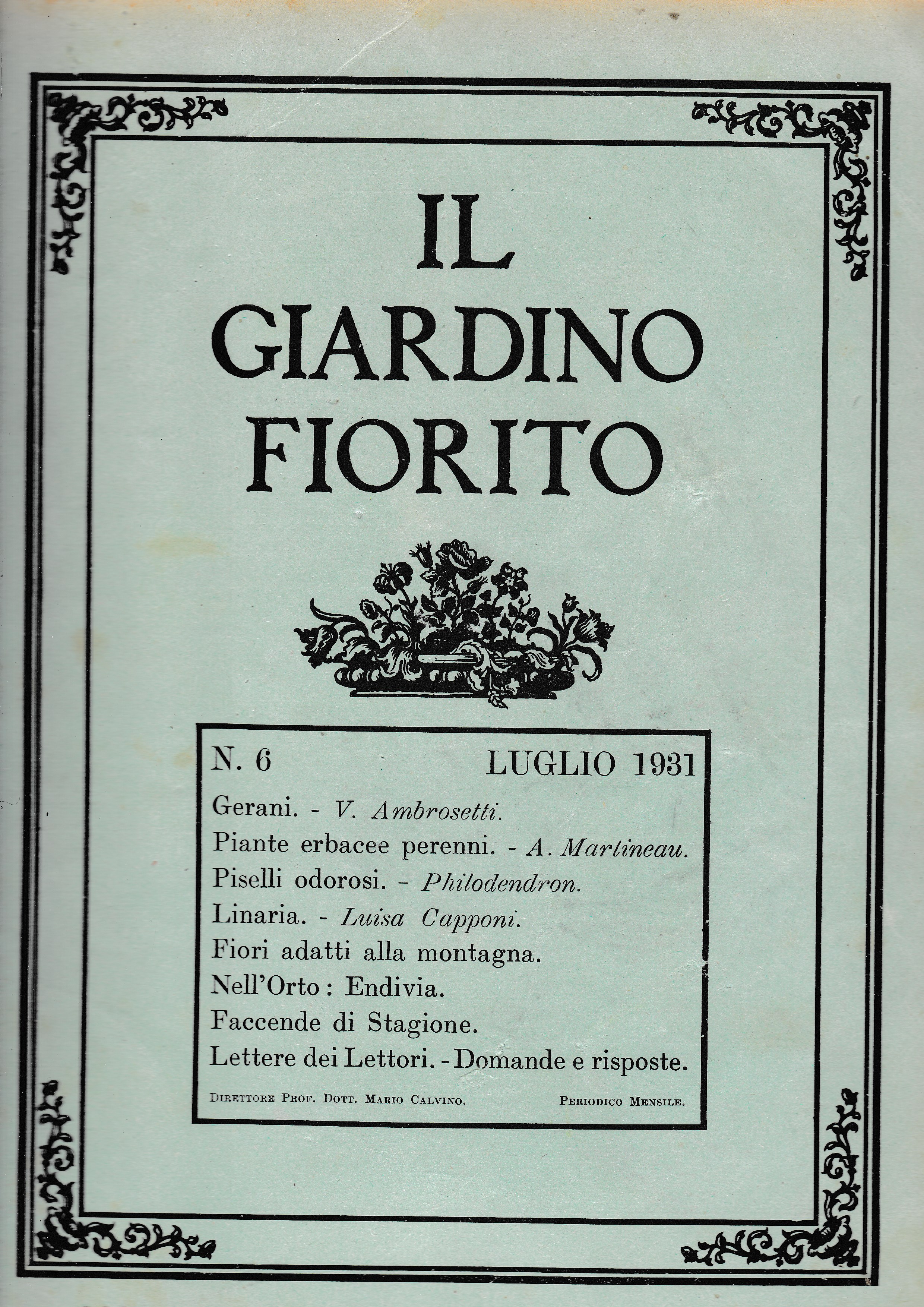Il giardino fiorito n. 6 Luglio 1931