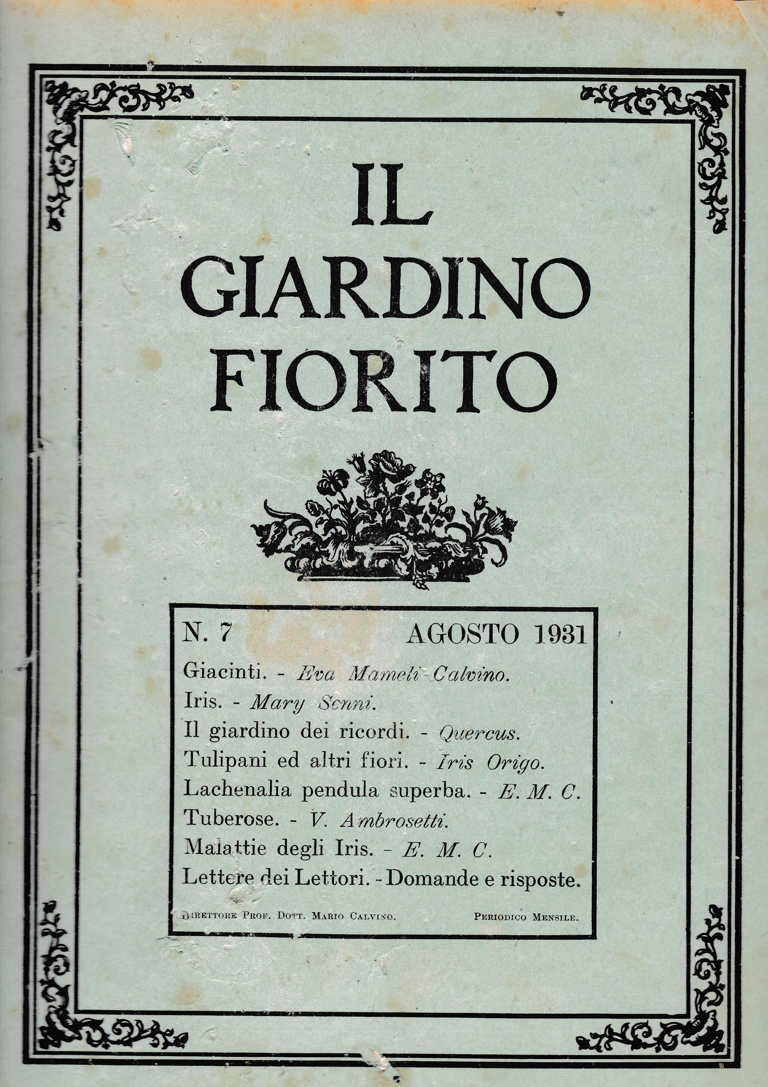 Il giardino fiorito n. 7 Agosto 1931