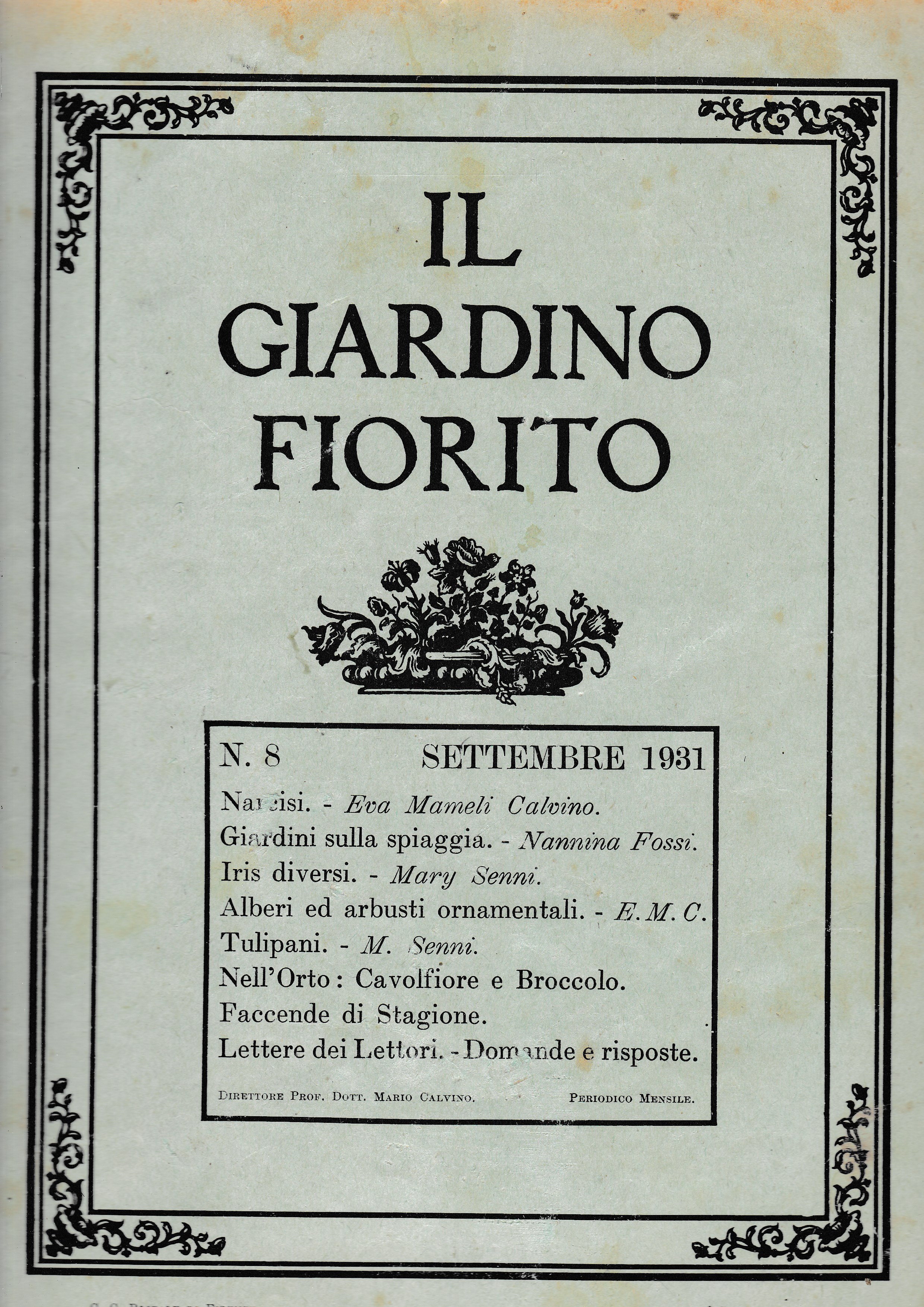 Il giardino fiorito n. 8 Settembre 1931