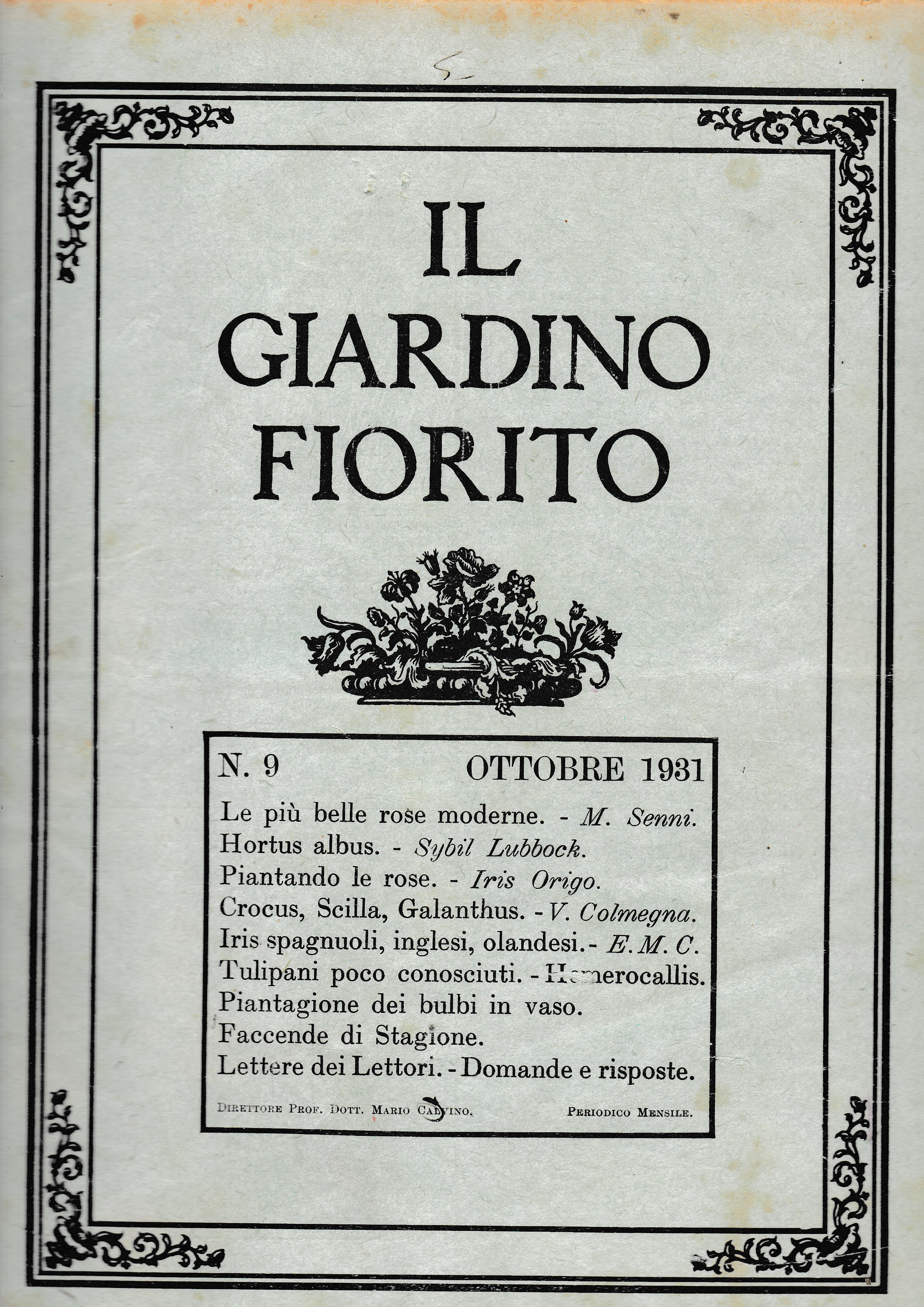 Il giardino fiorito n. 9 Ottobre 1931
