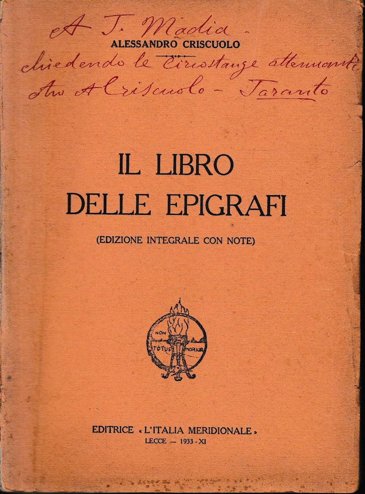 Il Libro delle Epigrafi. (Edizione integrale con note).