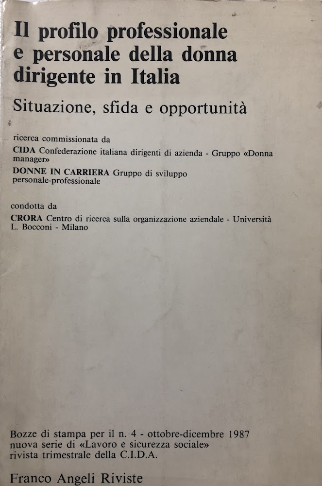 Il profilo professionale e personale della donna dirigente in Italia. …