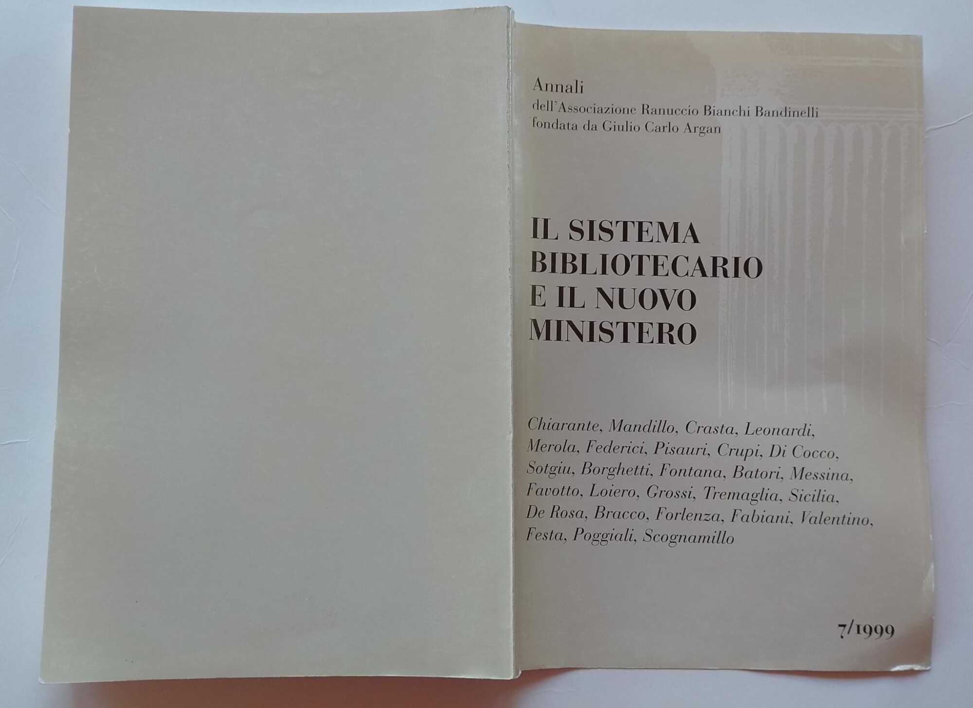 Il sistema bibliotecario e il nuovo ministero per i beni …