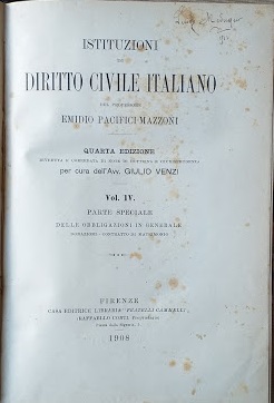 Istituzioni di Diritto Civile Italiano. Vol. IV: Parte Speciale, delle …