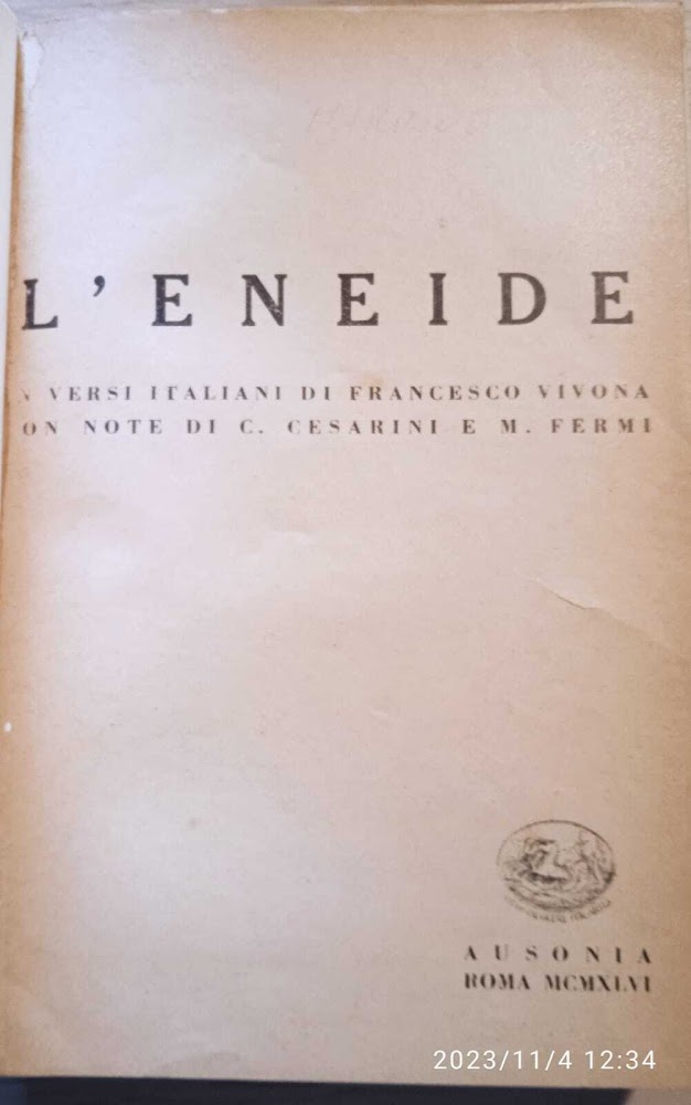 L'Eneide. In versi italiani di Francesco Vivona