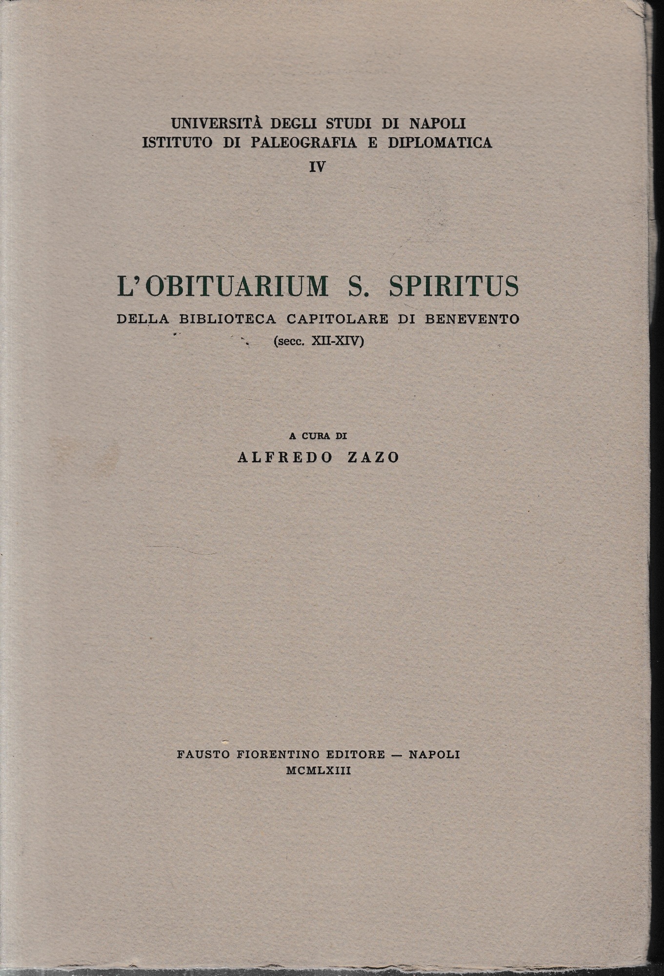 L' Obituarium S. Spiritus della Biblioteca Capitolare di Benevento (secc. …