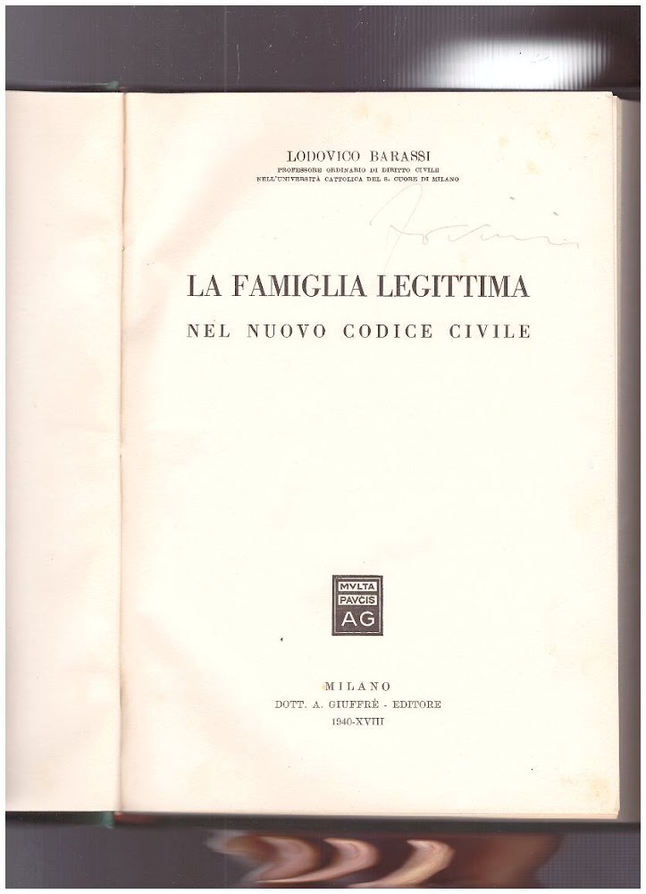 La famiglia legittima nel Nuovo Codice Civile