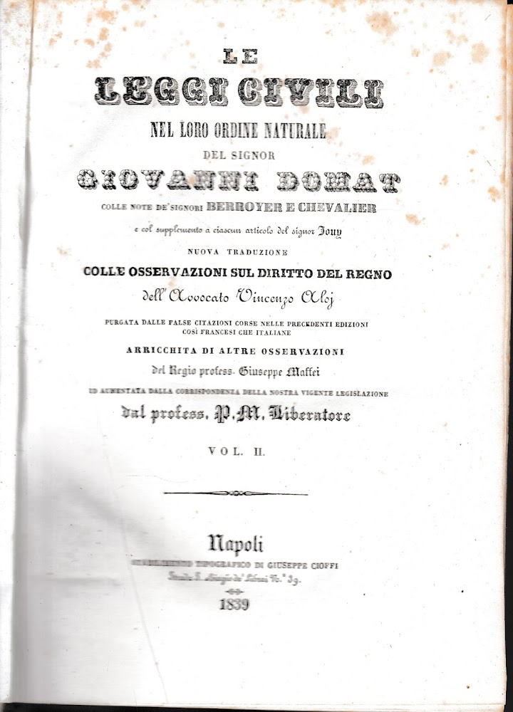 Le leggi civili nel loro ordine naturale, vol. 2^