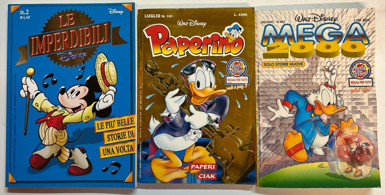 Lotto 3 fumetti Disney (titoli e numeri in descrizione).