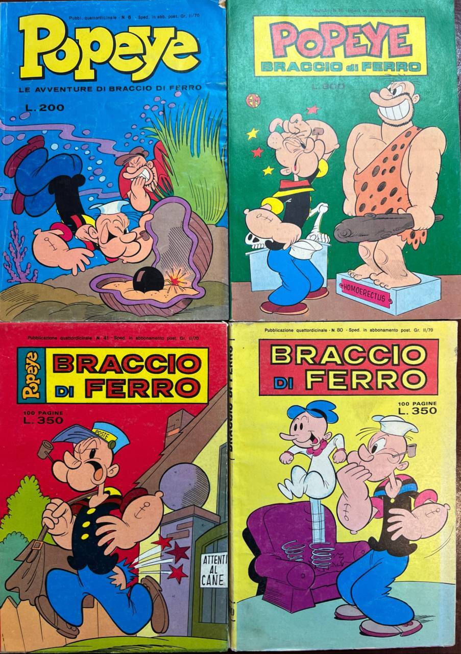 Lotto 4 fumetti Popeye\Braccio di Ferro (n^ 6-16-41-80).