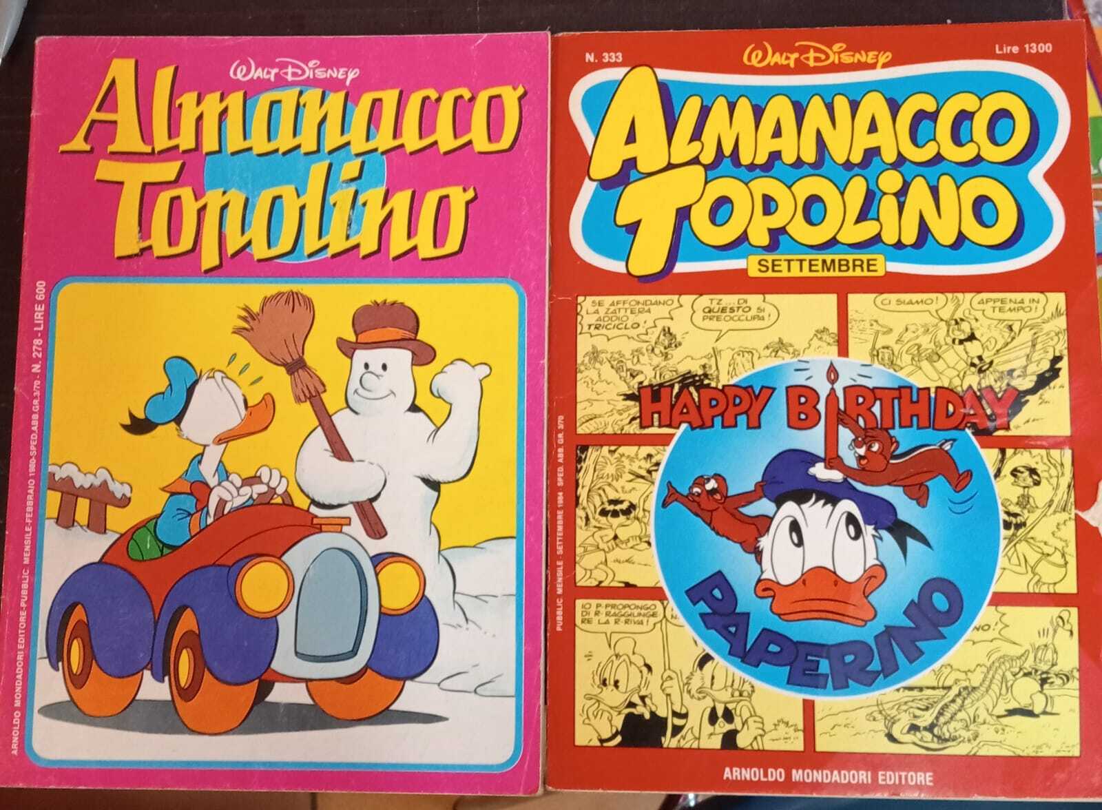 Lotto n. 7 fumetti "Almanacco Topolino". Numeri in descrizione.