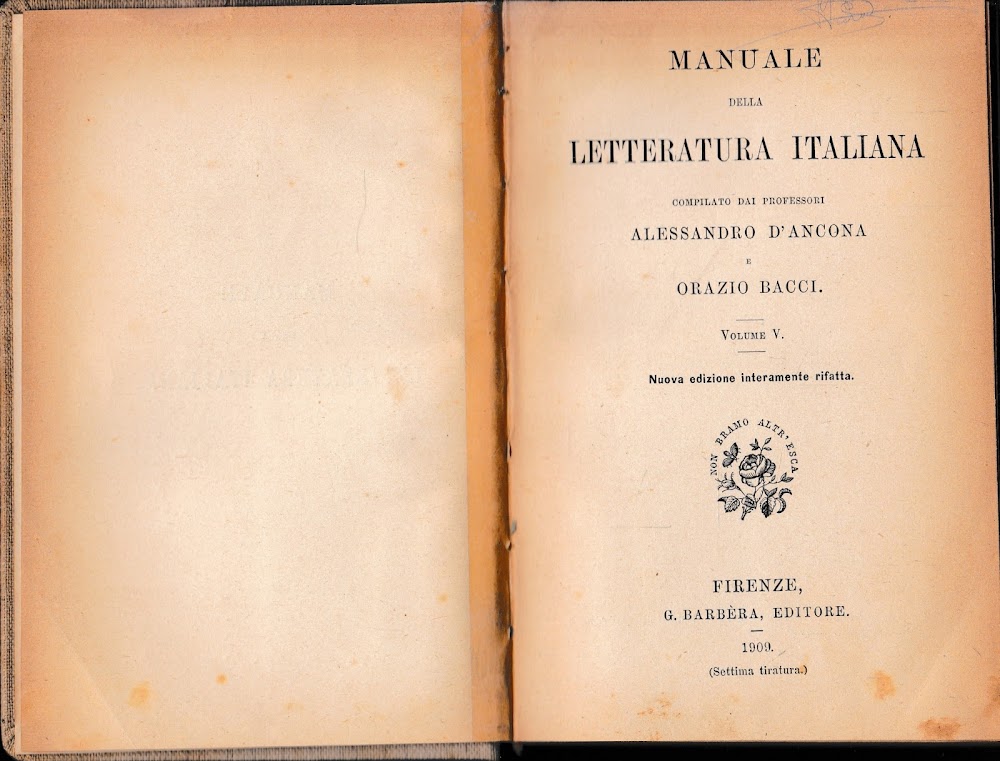 Manuale della Letteratura Italiana, vol. 5^