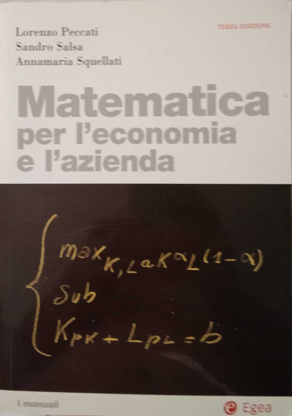 Matematica per l'economia e l'azienda.