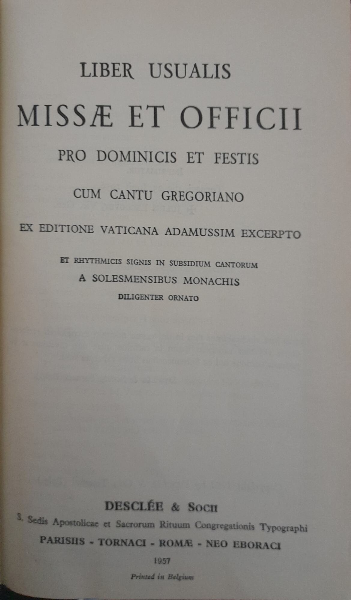 Missae et officii pro dominicis et festis cum cantu gregoriano