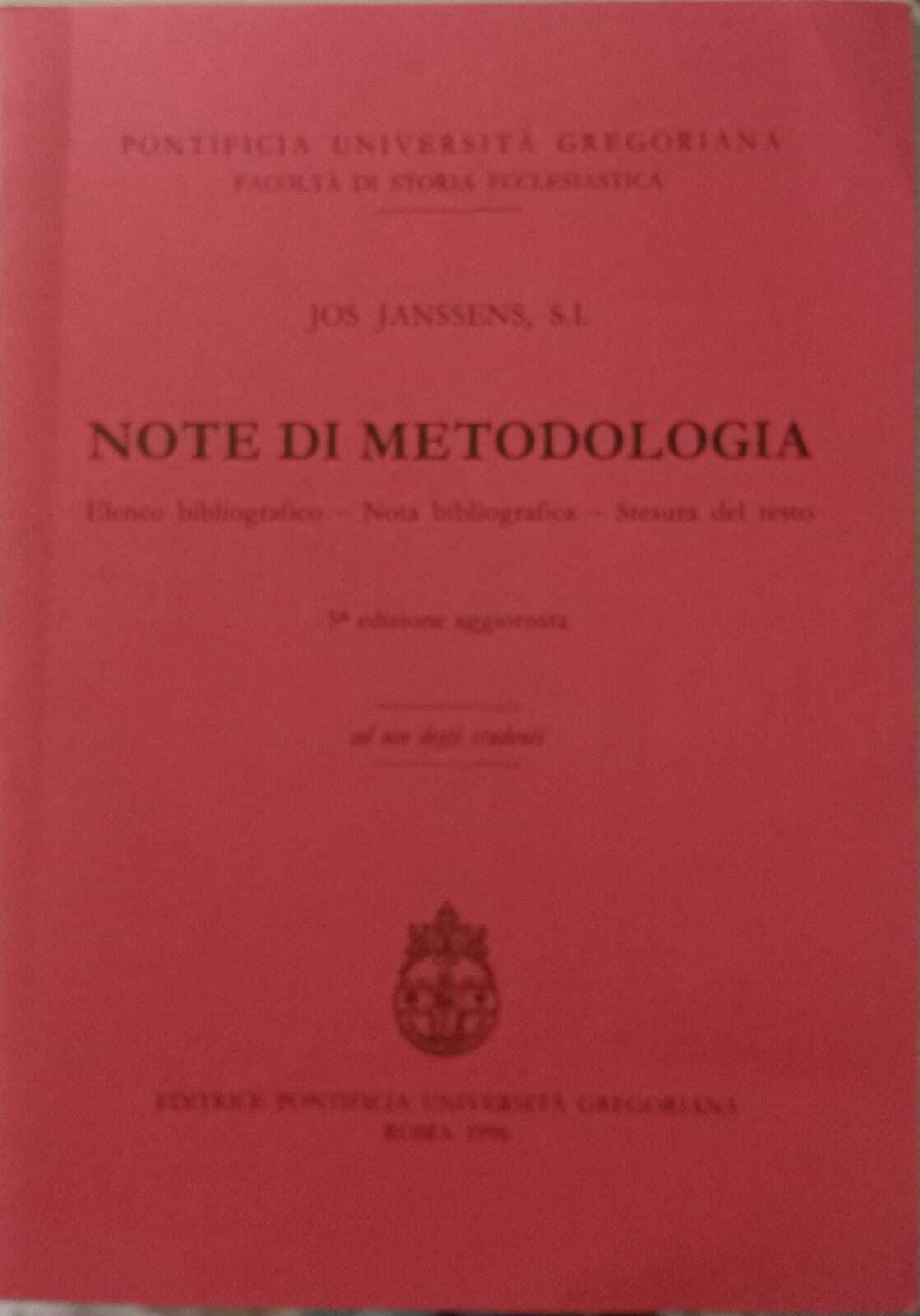 Note di metodologia.