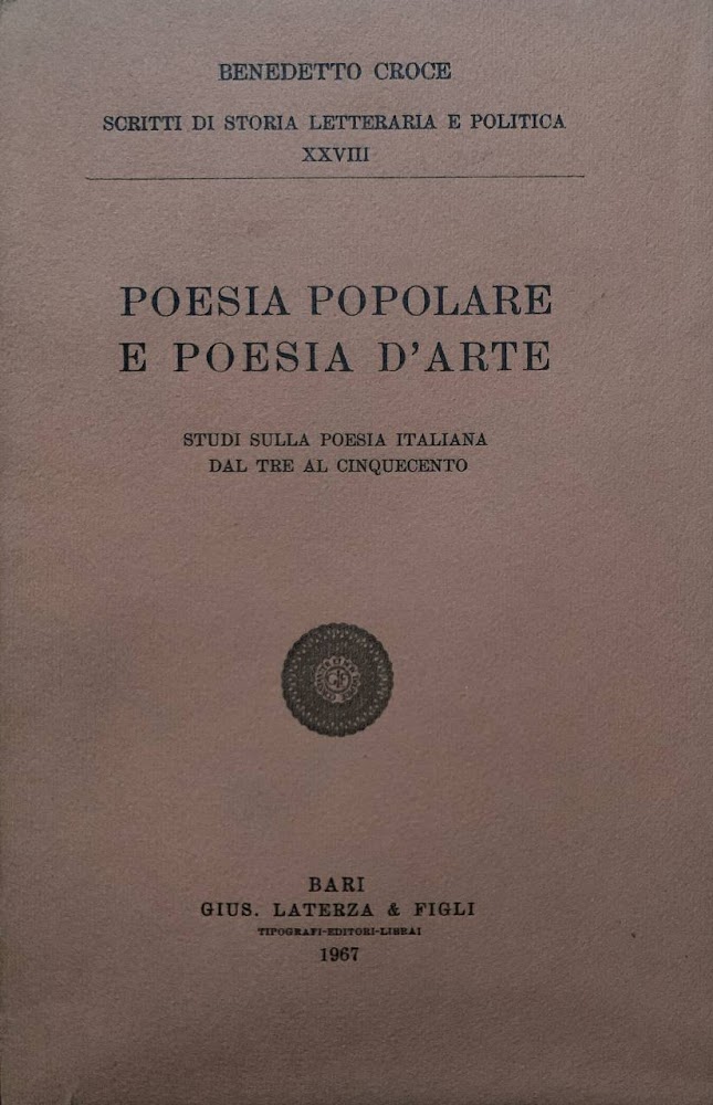 Poesia popolare e poesia d'arte. Studi sulla poesia italiana dal …