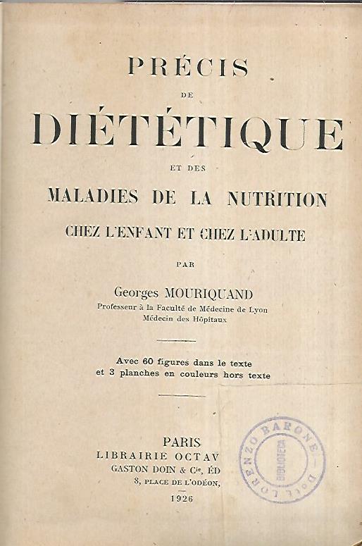 Precis de dietetique et des maladies de la nutrition