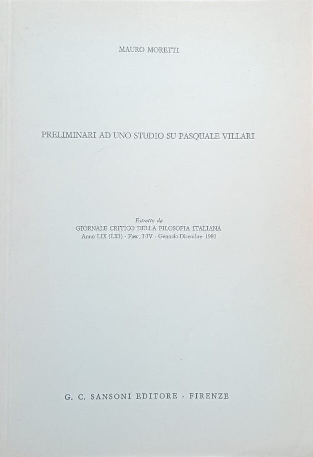 Preliminari ad uno studio su Pasquale Villari