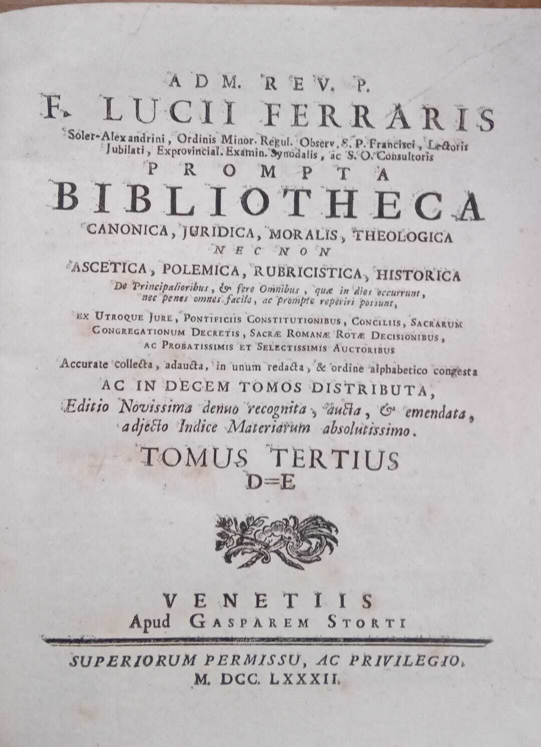 Prompta Bibliotheca canonica giuridica, moralis, theologica...(tomus tertius)