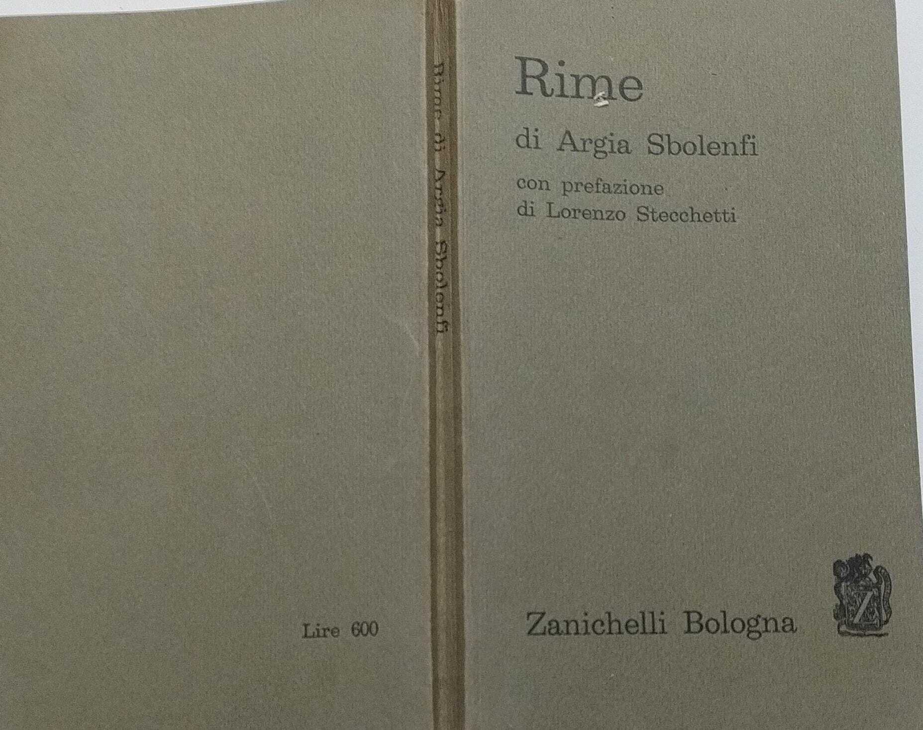 Rime di Argia Sbolenfi con prefazione di Lorenzo Stecchetti