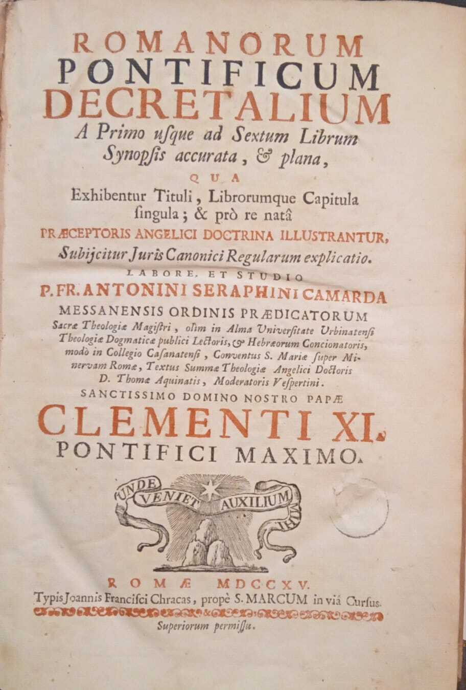 Romanorum pontificum decretalium. A primo usque ad Sextum Librum Synopsis …