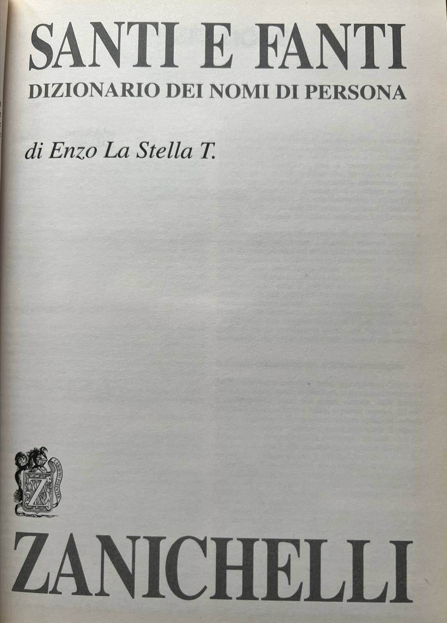 Santi e fanti. Dizionario dei nomi di persona