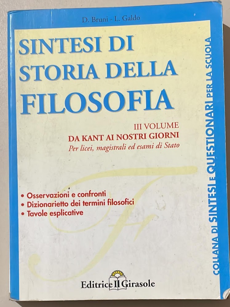 Sintesi di storia della filosofia. Da Kant ai nostri giorni …