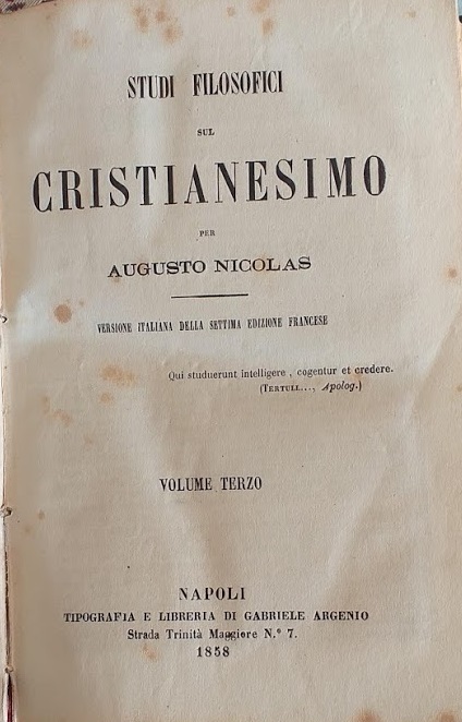 Studi filosofici sul Cristianesimo, vol. 3^