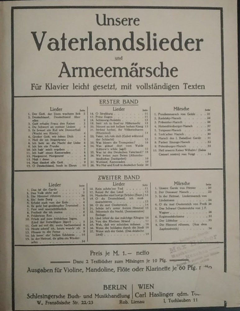 Unsere Vaterlandslieder und Armeemarsche