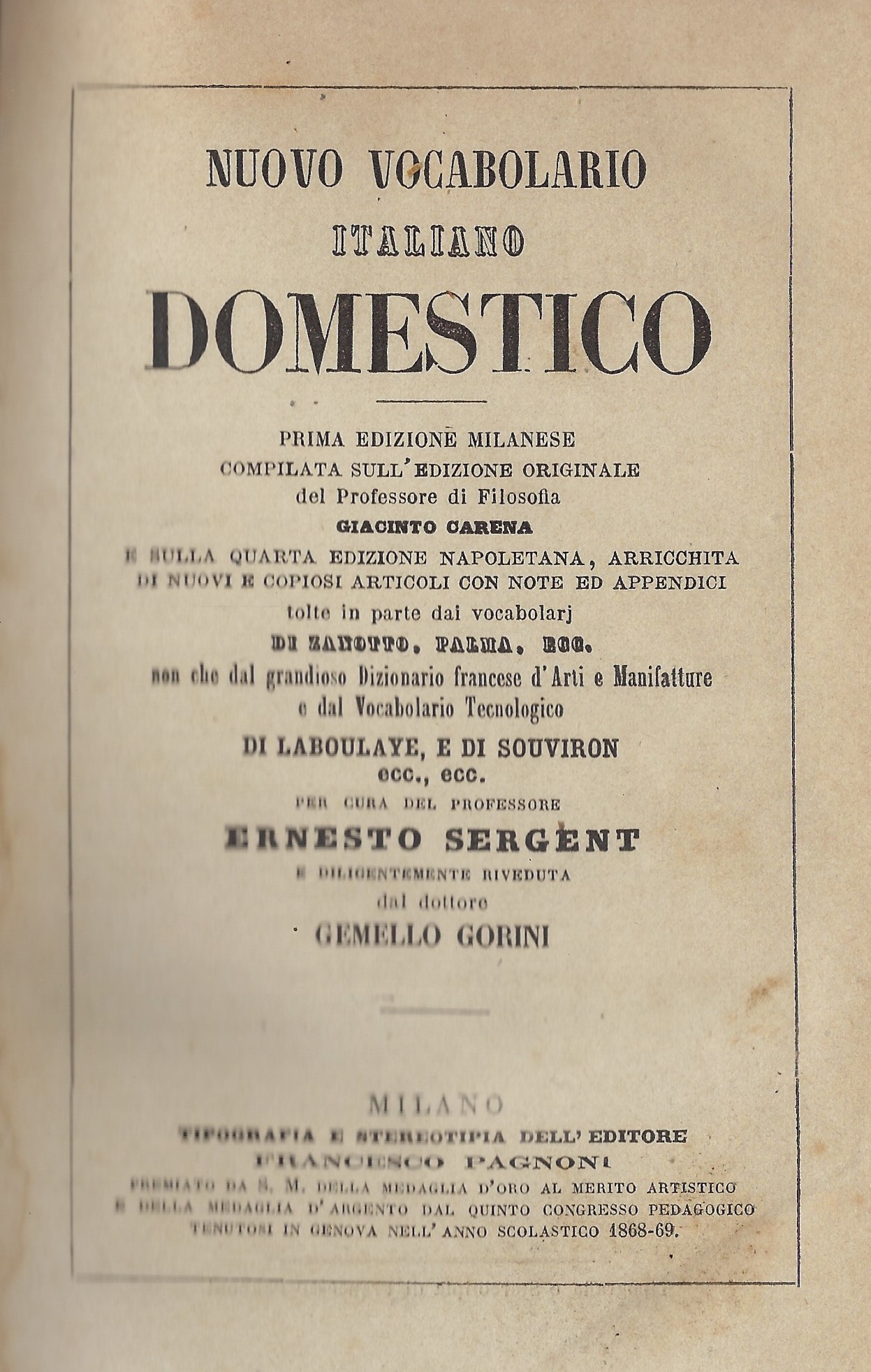 Nuovo Vocabolario Italiano Domestico