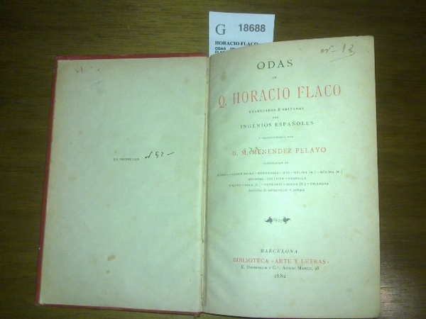 ODAS DE Q. HORACIO FLACO TRADUCIDAS E IMITADAS POR INGENIOS …