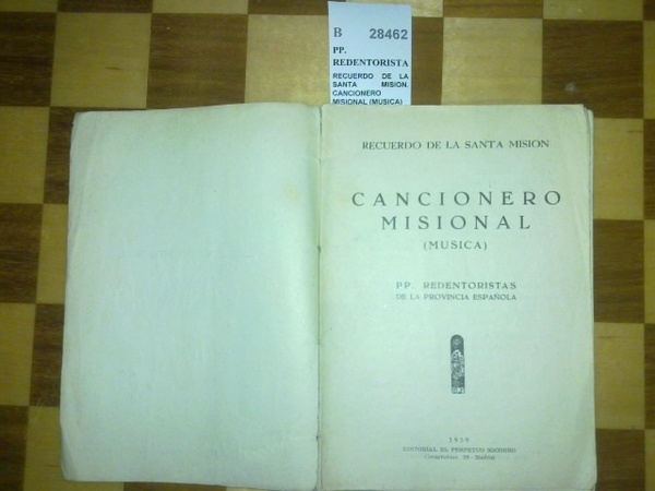 RECUERDO DE LA SANTA MISION. CANCIONERO MISIONAL (MUSICA)