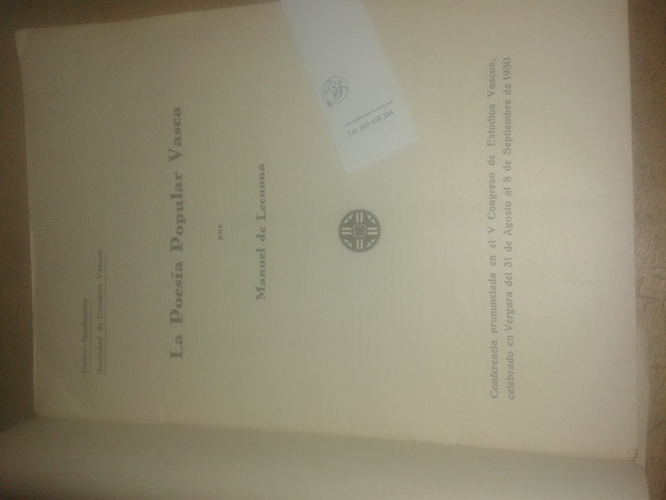 LA POESIA POPULAR VASCA por --- Conferencia pronunciada en el …