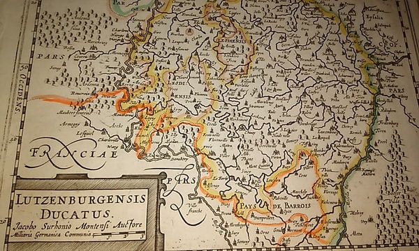 MAPA ANTIGUO: “LUTZENBURGENSIS DUCATUS. Jacobo Surbonio Montensi Auctore”.