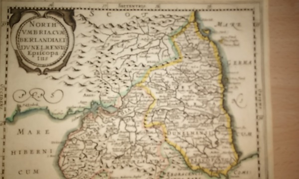 MAPA ANTIGUO: “NORTUMBRIA, CUMBERLANDIA ET DUNELMENSIS EPISCOPATUS”