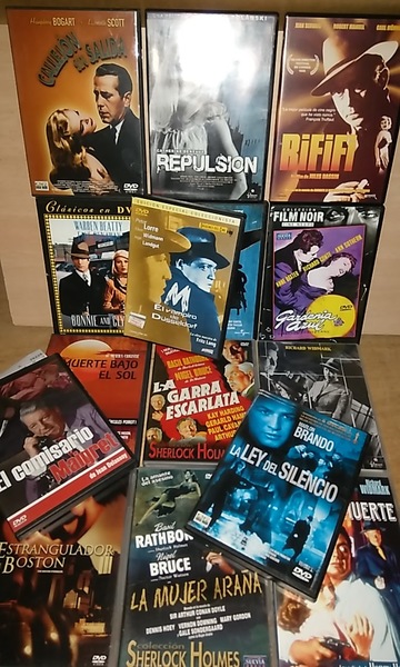 LOTE DE 15 PELICULAS CINE DVD CLASICAS SUSPENSE, POLICIACA, INTRIGA.