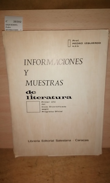 INFORMACIONES Y MUESTRAS DE LITERATURA. Primer año del Ciclo Diversificado …