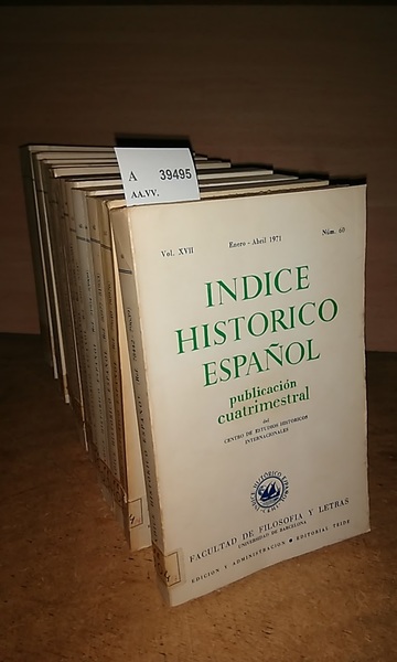 Revista: INDICE HISTORICO ESPAÑOL (LOTE DE 17 REVISTAS. NÚMEROS 60 …