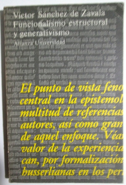 FUNCIONALISMO ESTRUCTURAL Y GENERATIVISMO: APORTACIONES A UN CAPITULO DE LA …