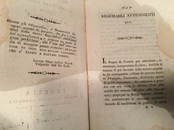 Memorabili avvenimenti successi sotto i tristi auspici della Repubblica Francese.