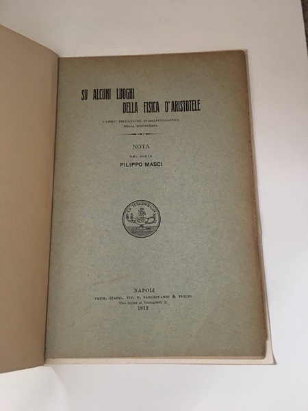 Su alcuni luoghi della fisica di Aristotele,