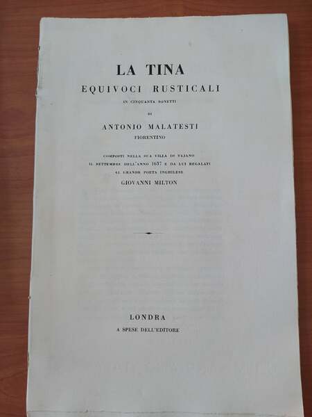 La Tina - Equivoci rusticali in cinquanta sonetti