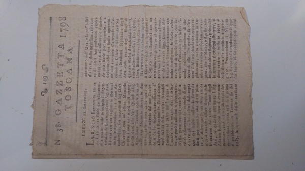 Gazzetta di Toscana numero 38 del 1798